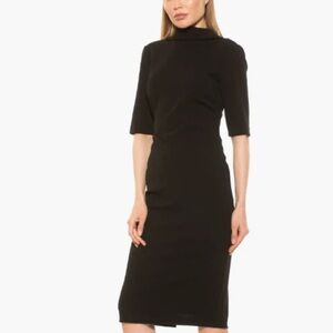 Alexia Admor high neck in front zipper in back Elegant Black Midi Dress size M